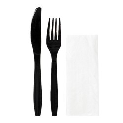 3'lü Ultra Lüks Siyah Çatal Bıçak Yemek Seti - 