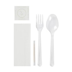 5'li Lüks Şeffaf Çatal-Kaşık Yemek Seti - KullanatPazarı