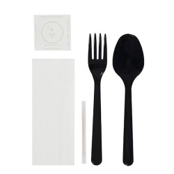 5'li Lüks Siyah Çatal-Kaşık Yemek Seti - KullanatPazarı