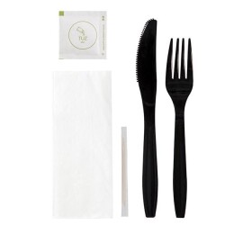 5'li Ultra Lüks Çatal-Bıçak Yemek Seti Siyah - KullanatPazarı