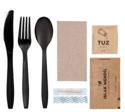 7'li Ultra Lüks Çatal Kaşık Bıçak Yemek Seti Siyah - KullanatPazarı