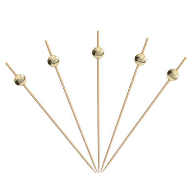 Bambu Altın İnci Top Kürdan 12cm - 1
