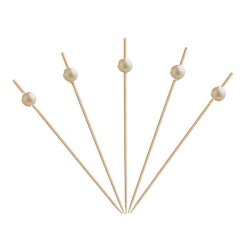 Bambu Beyaz İnci Top Kürdan 12cm - 1