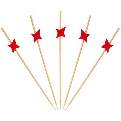 Bambu Kürdan Yıldız Kırmızı 12 cm - 1