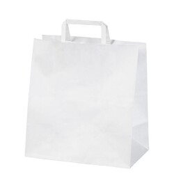 Beyaz Kraft Çanta Düz Saplı Büyük Boy 16x28x29cm 70 gr - KullanatPazarı