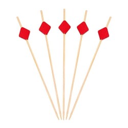 Dekoratif Bambu Kırmızı Karo Kürdan 12 cm - KullanatPazarı