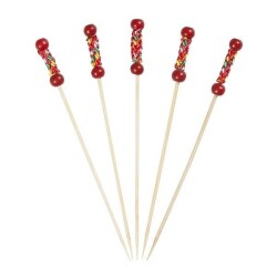 Dekoratif Kırmızı Örgülü Bambu Kürdan 12 cm - KullanatPazarı