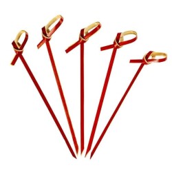 Düğümlü Kırmızı Bambu Kürdan 9 cm - KullanatPazarı