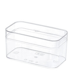 Kapaklı Plastik Dikdörtgen Tatlı Kabı 300 cc - Mayer