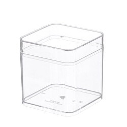 Kapaklı Plastik Kare Tatlı Kabı 250 cc - Mayer