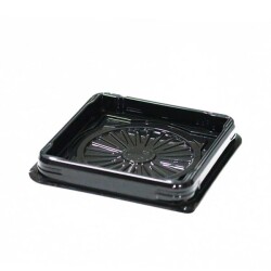 Kare Pasta Kabı Siyah Taban 12x12x9cm - Özge Plastik