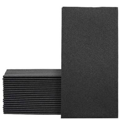 Kitap Katlama Siyah Airlaid Kumaş Dokulu Peçete 33x33cm - 1