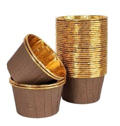 Muffin Kek Kapsülü Kahverengi-Altın 25'li - KullanatPazarı
