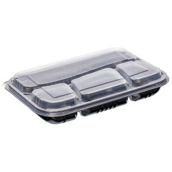 Özge Plastik Siyah Tabanlı 4 Bölmeli Kebap Kabı - Özge Plastik