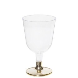 Plastik Şarap Bardağı Altın Ayaklı 150 cc - KullanatPazarı