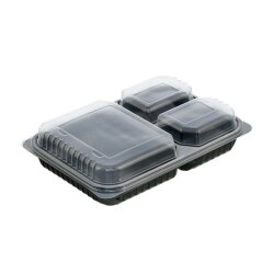 Policap 3 Bölmeli Siyah Kebap Kabı Seti - Policap