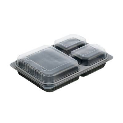 Policap 3 Bölmeli Siyah Kebap Kabı Seti - 1