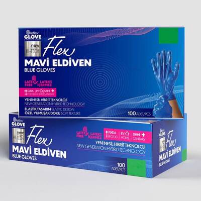 Reflex Flex Pudrasız Eldiven Mavi Small - 1