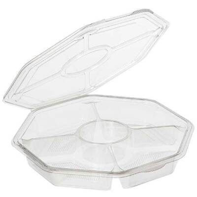 Sekizgen 5 bölmeli Kendinden Kapaklı Kap - 1