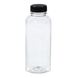 Siyah Kapaklı Kare Pet Şişe 500 cc - KullanatPazarı