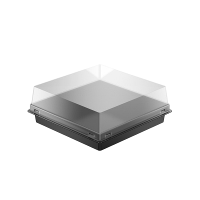 Siyah Taban Kare Pasta Kabı Set 12x12x4,5 cm - 1