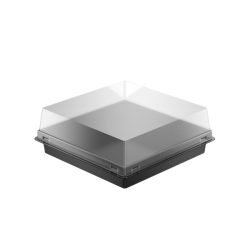 Siyah Taban Kare Pasta Kabı Set 12x12x4,5 cm - 2