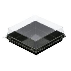 Siyah Taban Kare Pasta Kabı Set 12x12x4,5 cm - KullanatPazarı