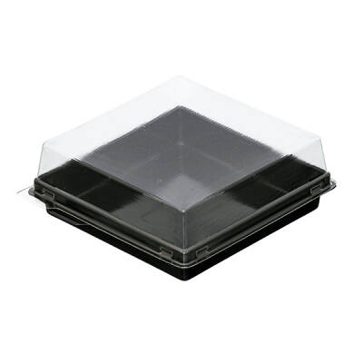 Siyah Taban Kare Pasta Kabı Set 12x12x4,5 cm - 1