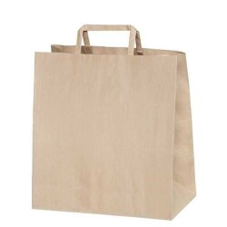 Yeni Naturel Kraft Çanta Düz Saplı Büyük Boy 16x27x28 cm - KullanatPazarı
